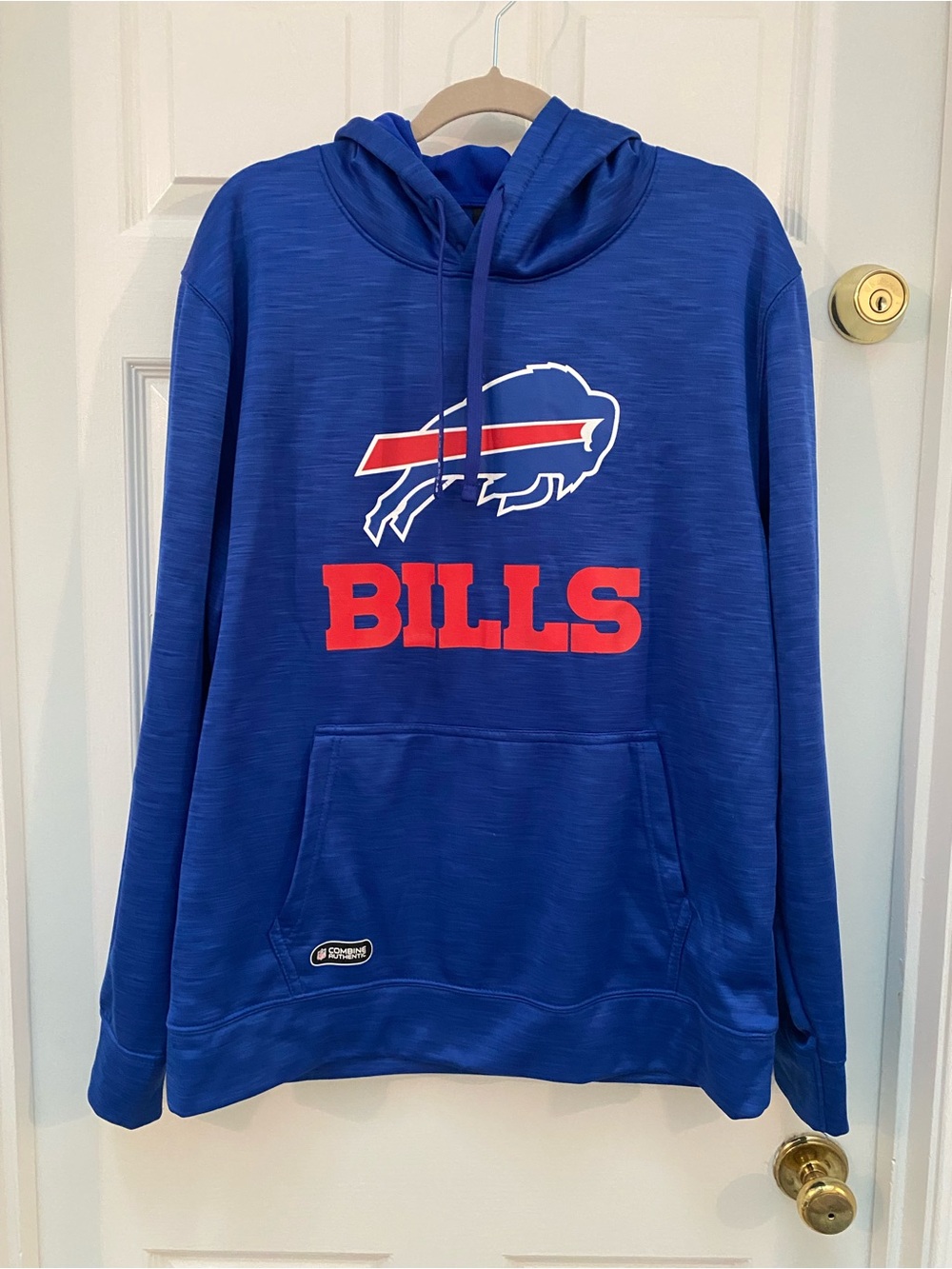 NFL Buffalo Bills Blue Hoodie with Bills Chest Logo & Front Pocket - Large